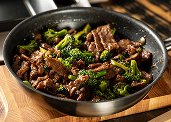 Tiras de Carne con Misso y Brócoli