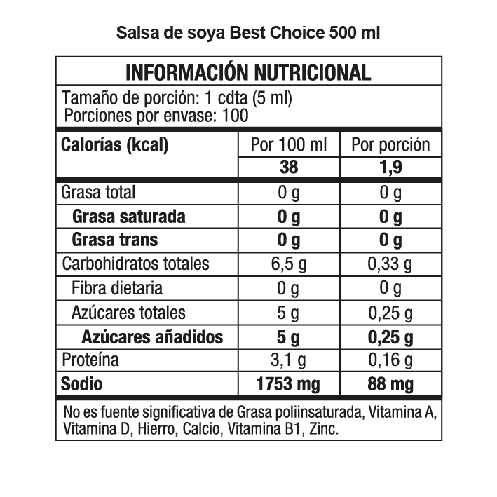 Salsa de Soya Best Choice 500 ml
