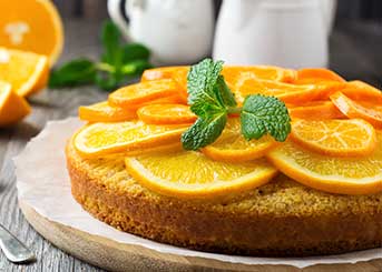 Torta de naranja y harina de arroz libre de gluten