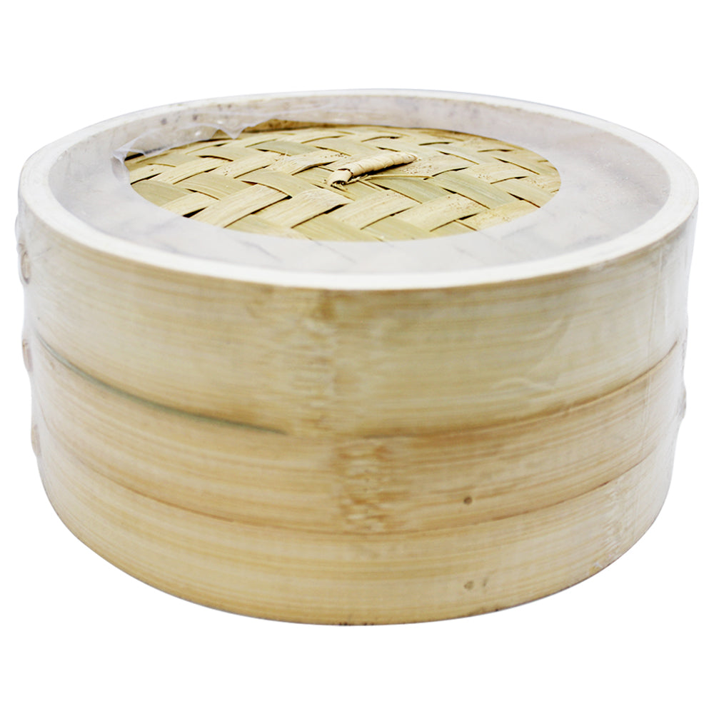  Meltset M - Vaporera de bambú hecha a mano de 8 pulgadas, 2  niveles de bambú natural, con tapa, cocción saludable para verduras,  albóndigas Dim Sum, bollos, pescado de pollo 