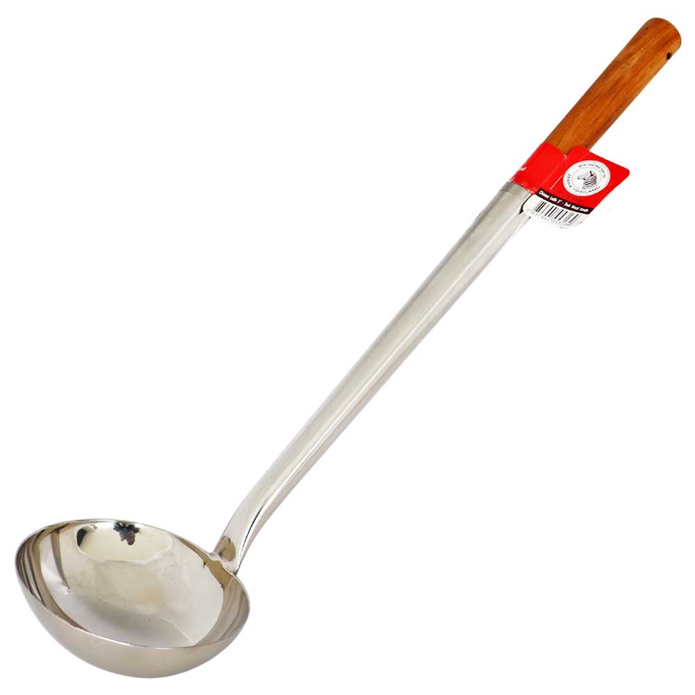 Cucharón Metálico 5" Grande Zebra con Mango de Madera